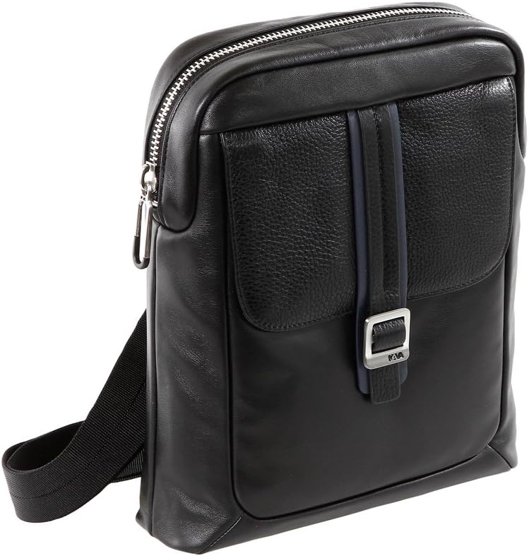 BORSELLO TRACOLLA NAVA COURIER LEATHER IPAD CROSSOVER NERO