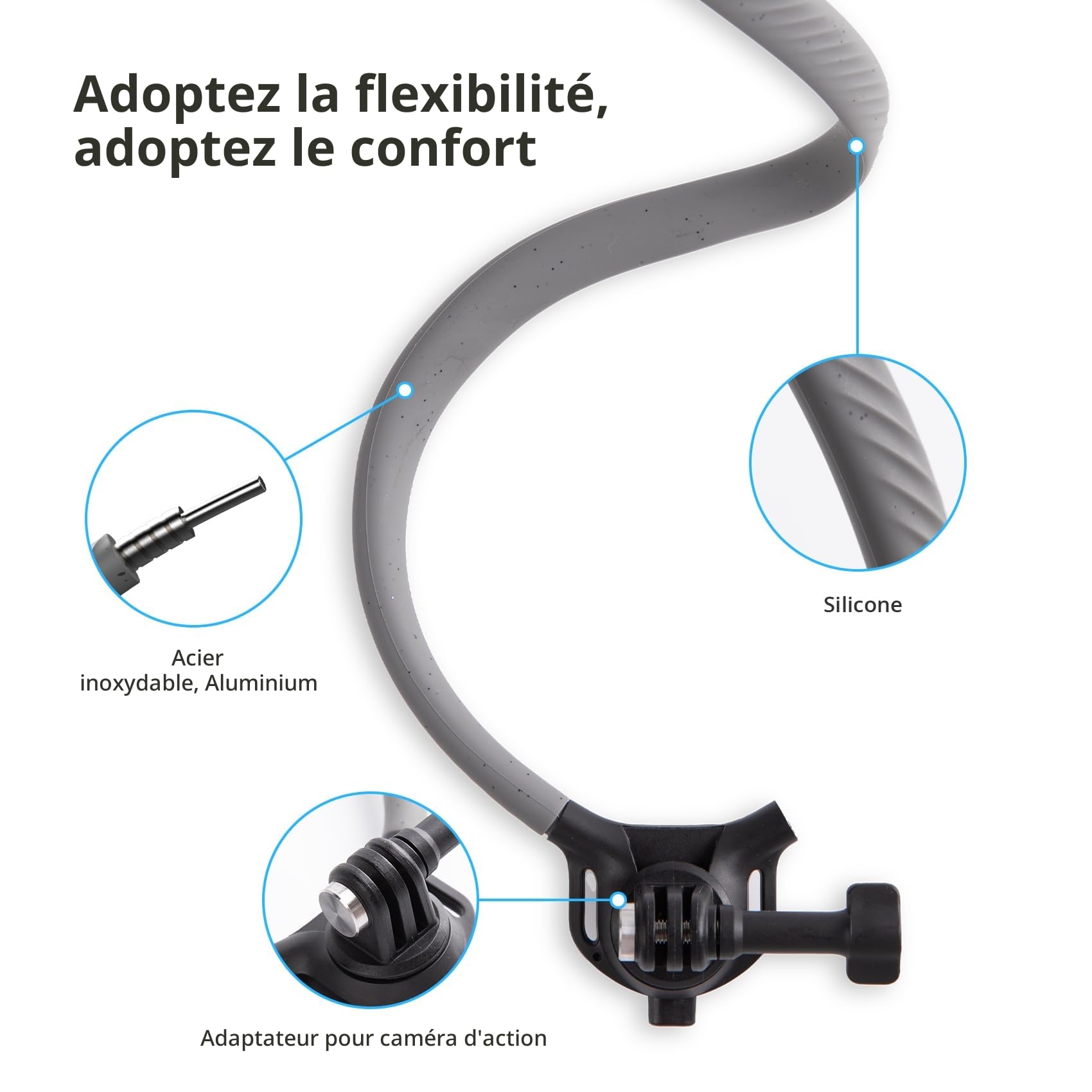 PGYTECH CapLock Support Cou POV, Harnais de Poitrine pour Caméra d'action | Collier Mains Libres avec Sangle Réglable, Compatible avec GoPro/DJI Osmo/Insta360 Vlogging, Système de Montage Rapide