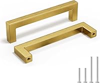 Vista 33 de homdiy 25 Pack 6-1/4 Inch Gold Handles for Cabinets Kitchen Cabinet Handles Brushed Brass Cabinet Pulls Gold Hardware for Cabinets Stainless Steel