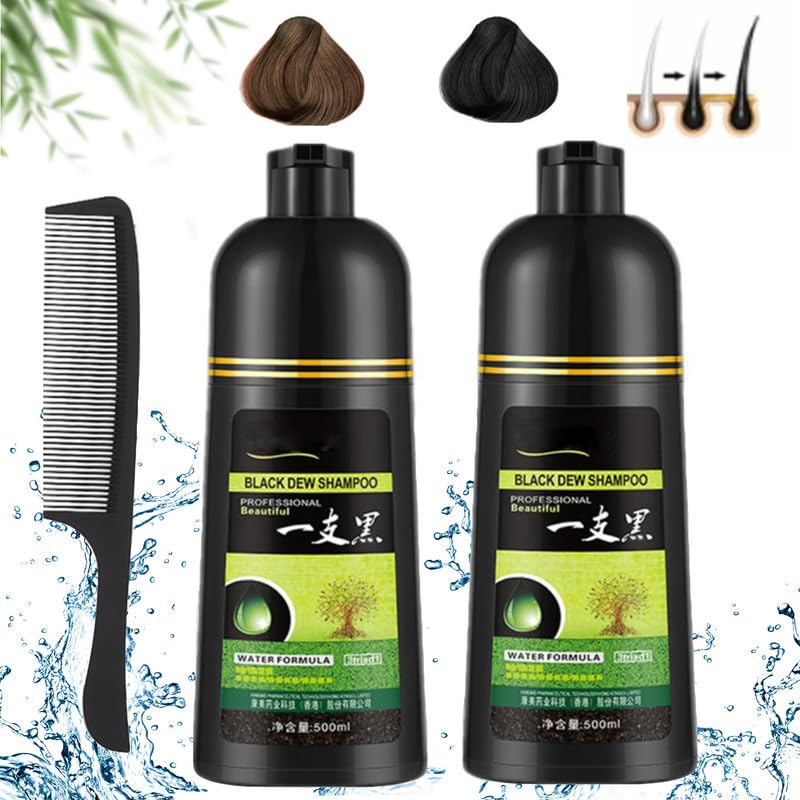 Champú herbario tinte para el cabello, champú Herbal Essences - Champú permanente instantáneo para teñir el cabello, 3 en 1, color natural de