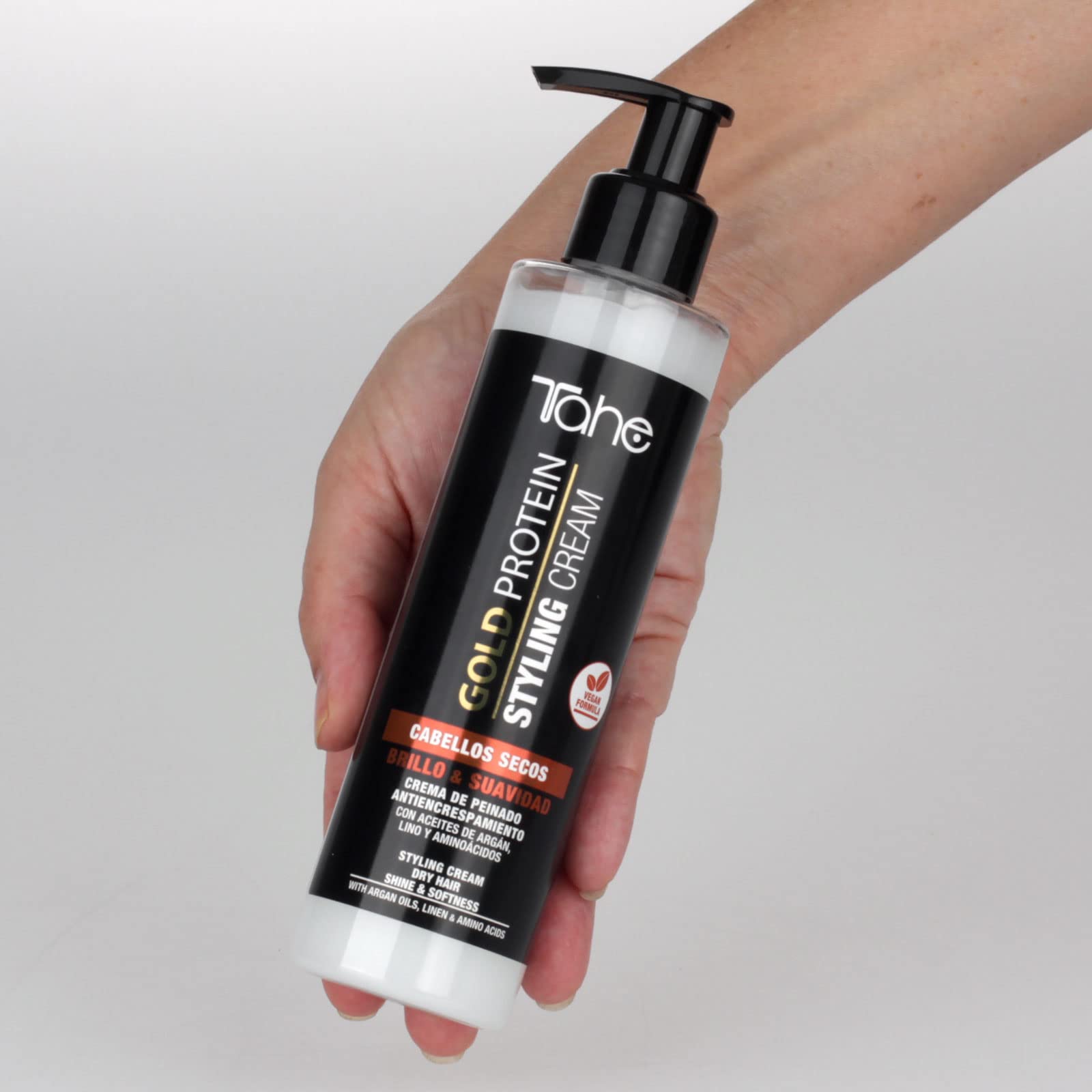 Tahe Gold Protein Bezspłukiwany krem do stylizacji włosów suchych, jasność i miękkość, 200 ml