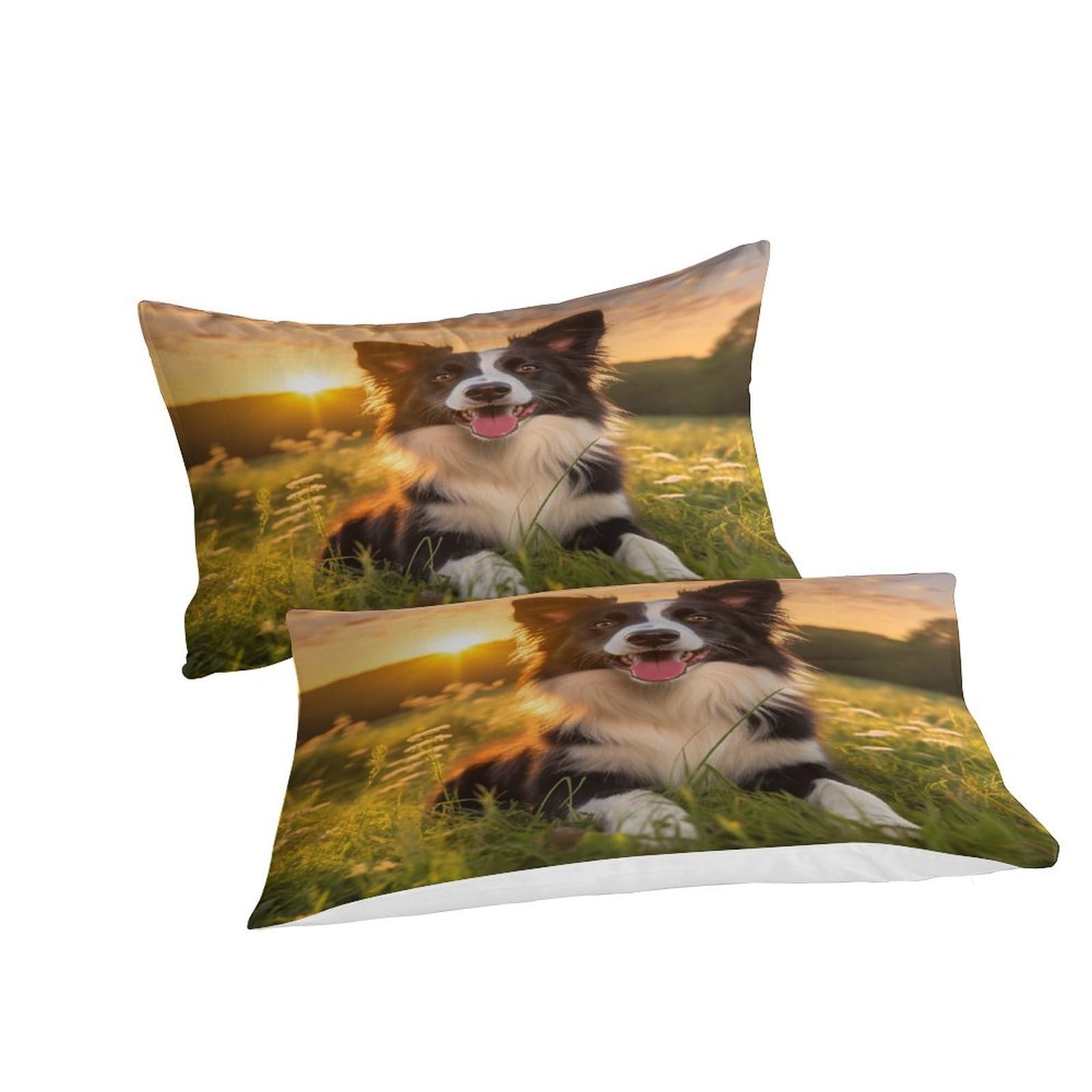 Perro Border Collie Funda Nórdica Funda De Edredón para Dormitorio Impresión 3D DigitalAnimales Pet Juego De Cama con Cremallera Microfibra Y Funda De Almohada 3 Piezas Super King（260x220cm）