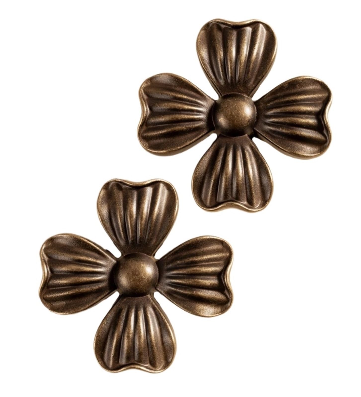 Gwyzax Knob-47Mm Antique Cabinet Pulls Antique Brass Drawer Knobs Solid Round Single Hole Petals Design Cabinet Pull