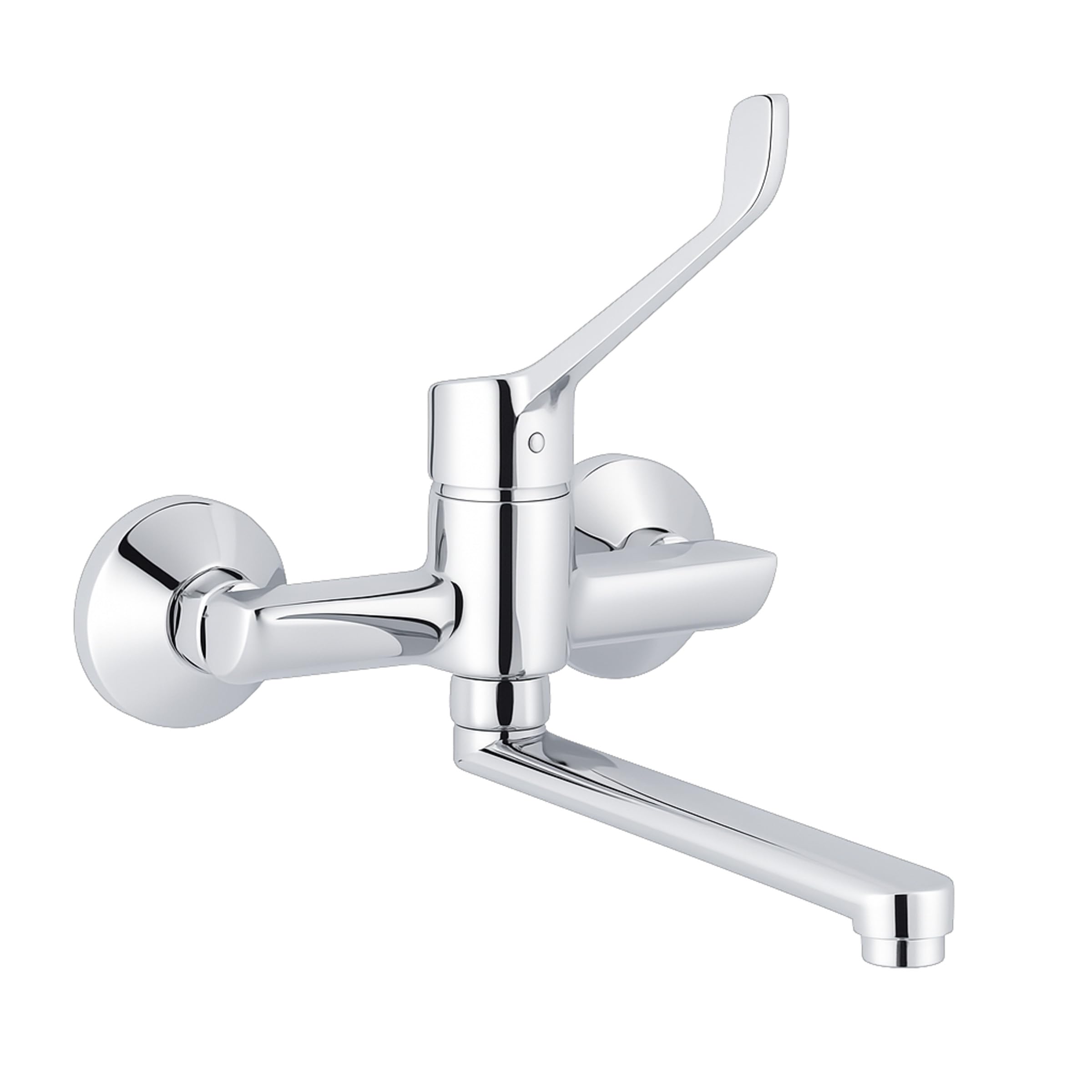 Medizinische Hygienearmatur Wandarmatur Küche, Wasserhahn mit Langem Hebel und Langem Auslauf 20cm / Schwenkbar und ideal für Klinik, Arztpraxis und Labor