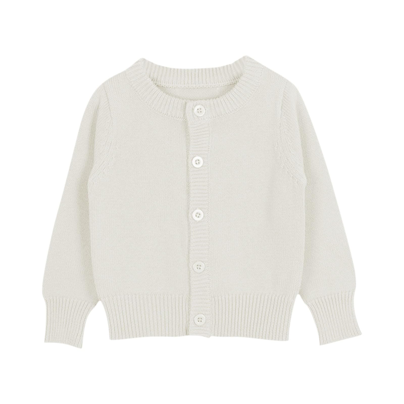 Generisch Cárdigan de punto para niña, cuello redondo, color liso | Más de 15 colores a elegir, diseño básico clásico, versátil para guardería y escuela