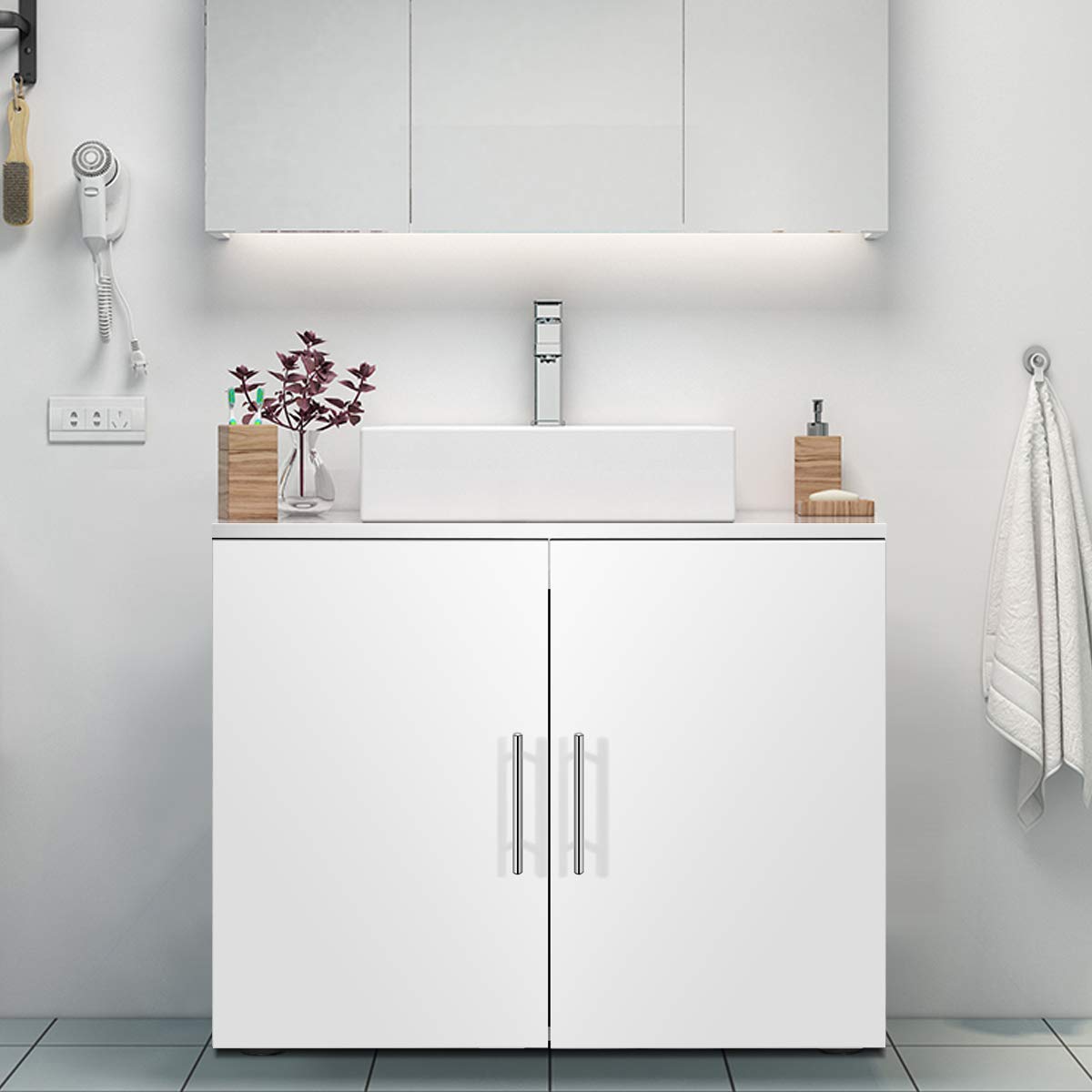 Buy Giantex Bathroom Vanity Cabinet Under Sink Storage, 27" Wide 14" Deep 23" Height Non ...