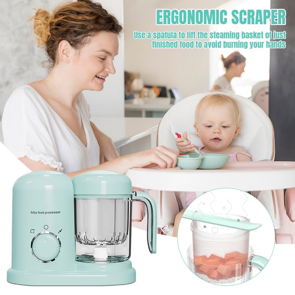 Robot Cuiseur Mixeur Bébé avec Panier Vapeur, Facile à Nettoyer, Cuiseur Vapeur Mixeur Multifonctions Automatique pour Purées Maison Sain, Sans BPA, Pour Enfants 4 Mois (Rose)