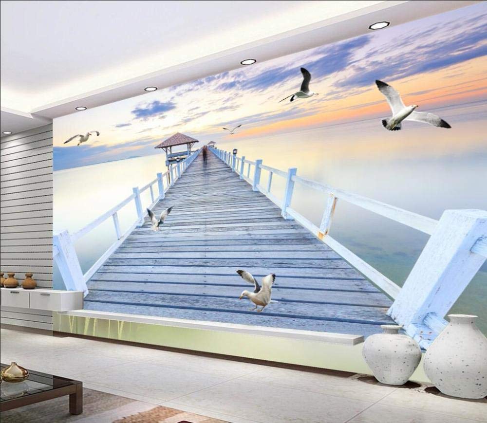 Papier peint personnalisé mural mouette 3D grand format 350x245 cm pour décor de salon moderne