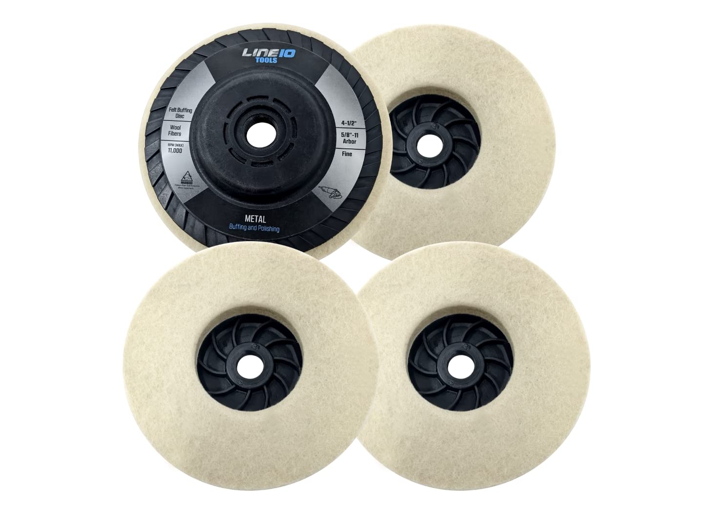 Amazon.com: LINE10 Tools 4pk Felt Buffing Disc 4-1/2 inch with 5/8-11 ...