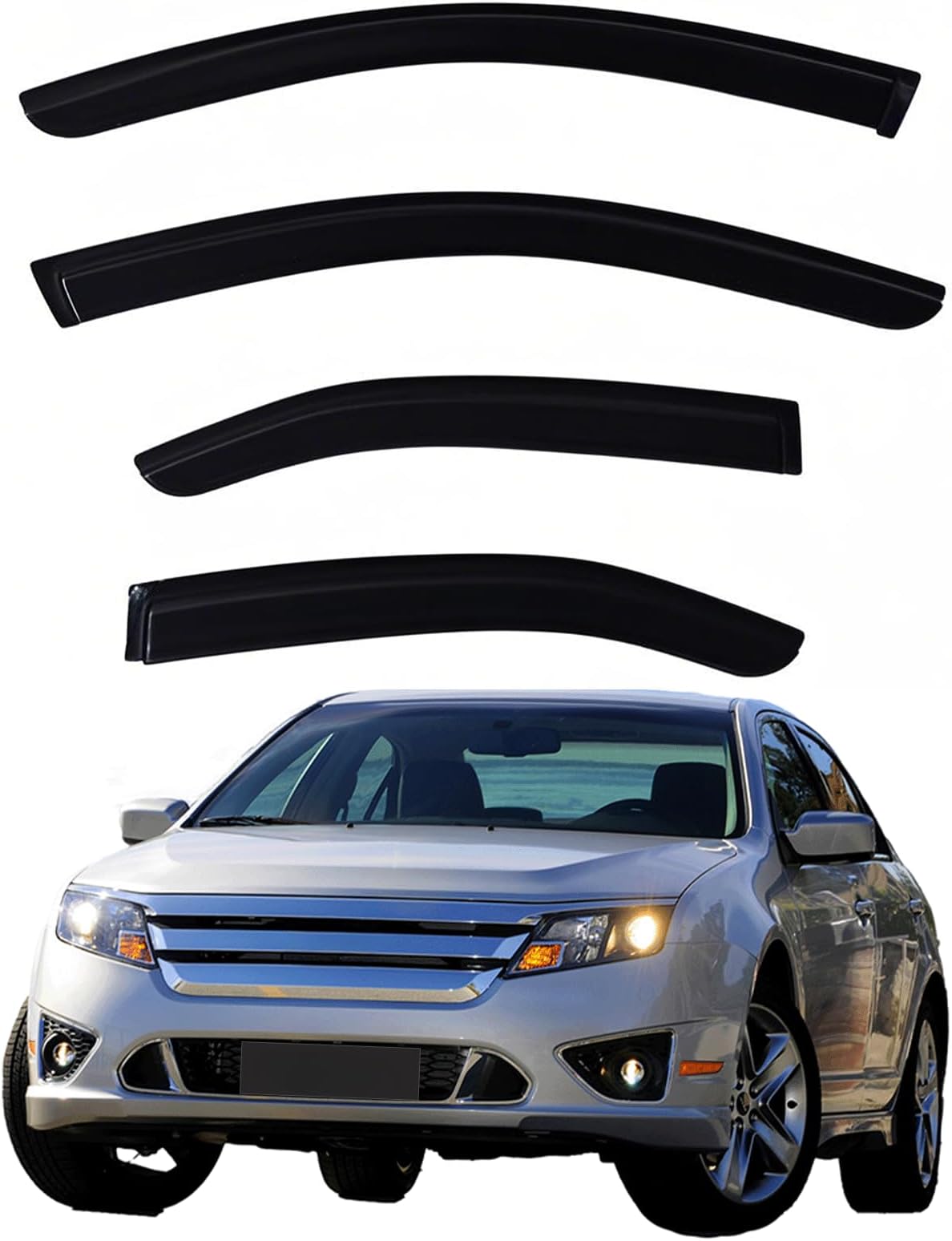 Window Visors Rain Guards fits 2006-2012 Ford Fusion, Window Wind Deflectors Vent Shades for 2007-2012 Lincoln MKZ, 2006-2010 Mercury Milan, 2006 Lincoln Zephyr, 4 Pieces