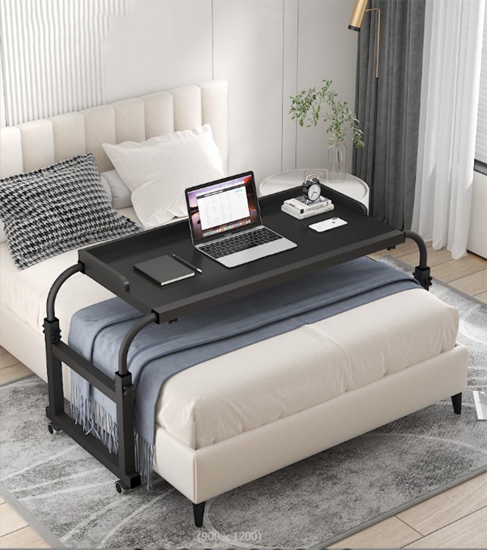 Table de lit mobile réglable en hauteur avec roulettes pour ordinateur et repas