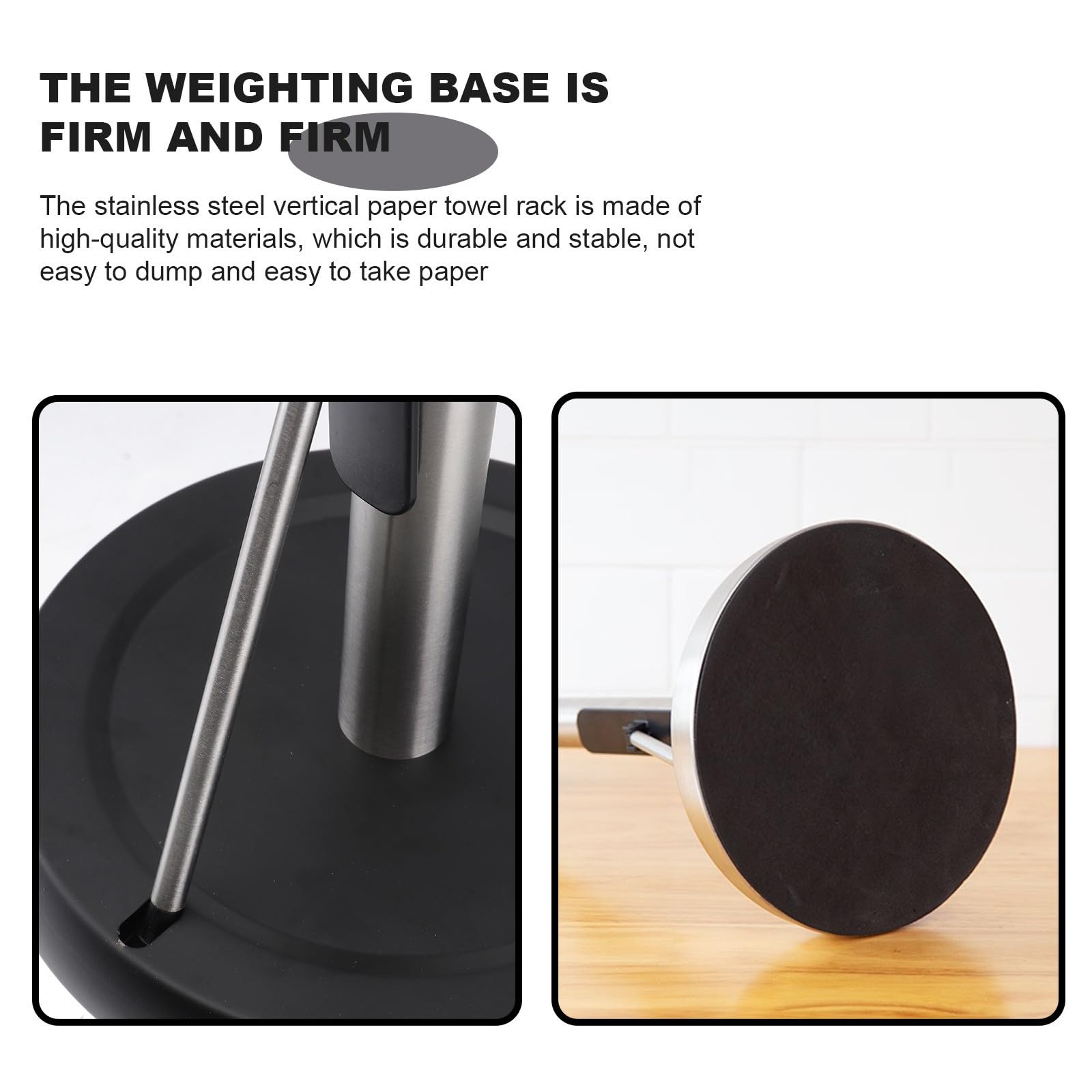 Portarotolo 1 Pezzo da Cucina Verticale in Acciaio Inox Nero | Organizer per Carta, Design Minimalista, Finitura Lucida, Struttura Semplice e Pratica