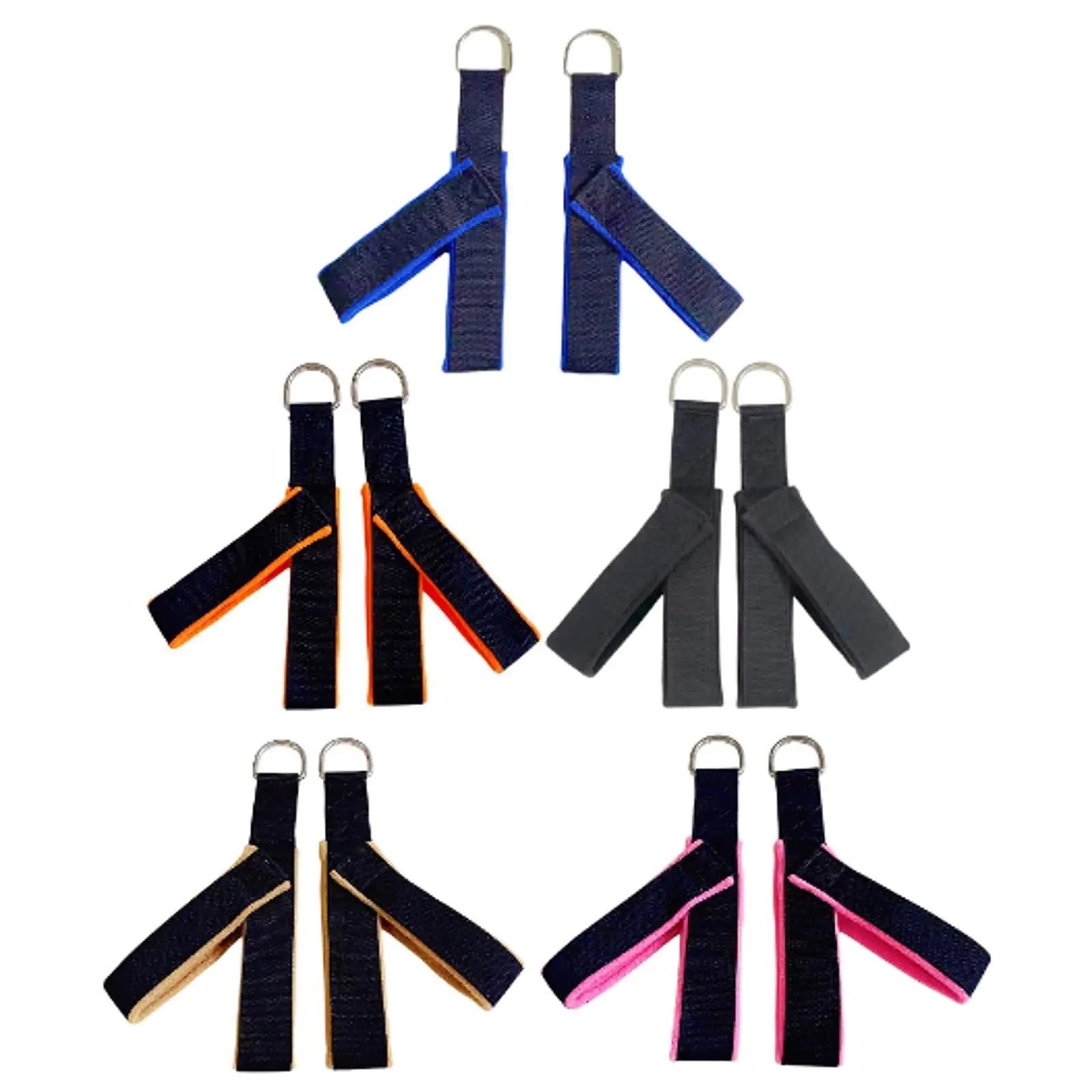 łóżko do jogi 2PCS Pilates Straps Reformer Paski D pierścień rdzeń talii tylne pętle nogi Pętle fitness do ćwiczeń mężczyzn w domu kobiety deska do ćwiczeń(Pink)