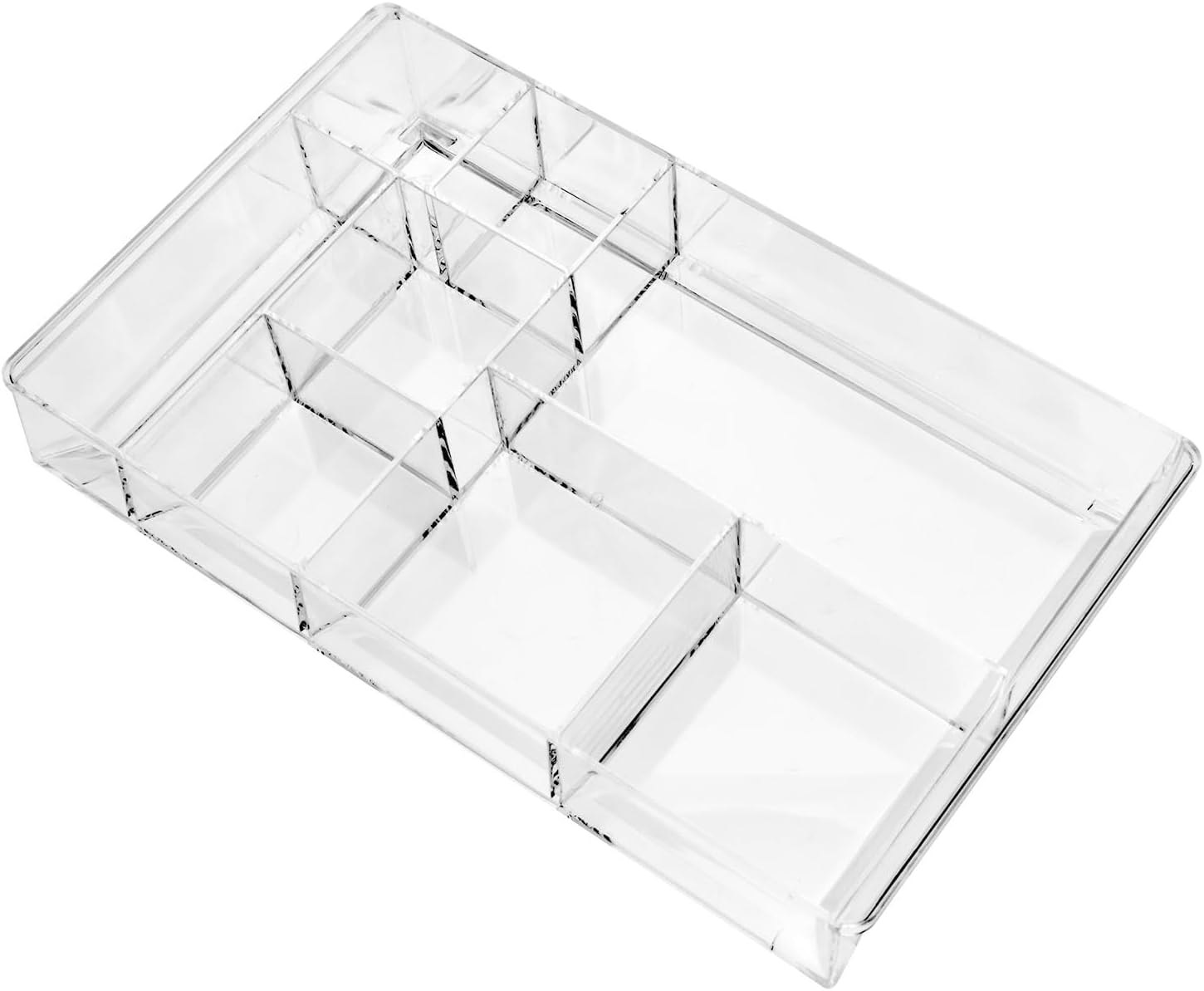 Acrylic Drawer Organizer, 8-Section Clear Acrylic Drawer Divider Tray 13.7x8.7in