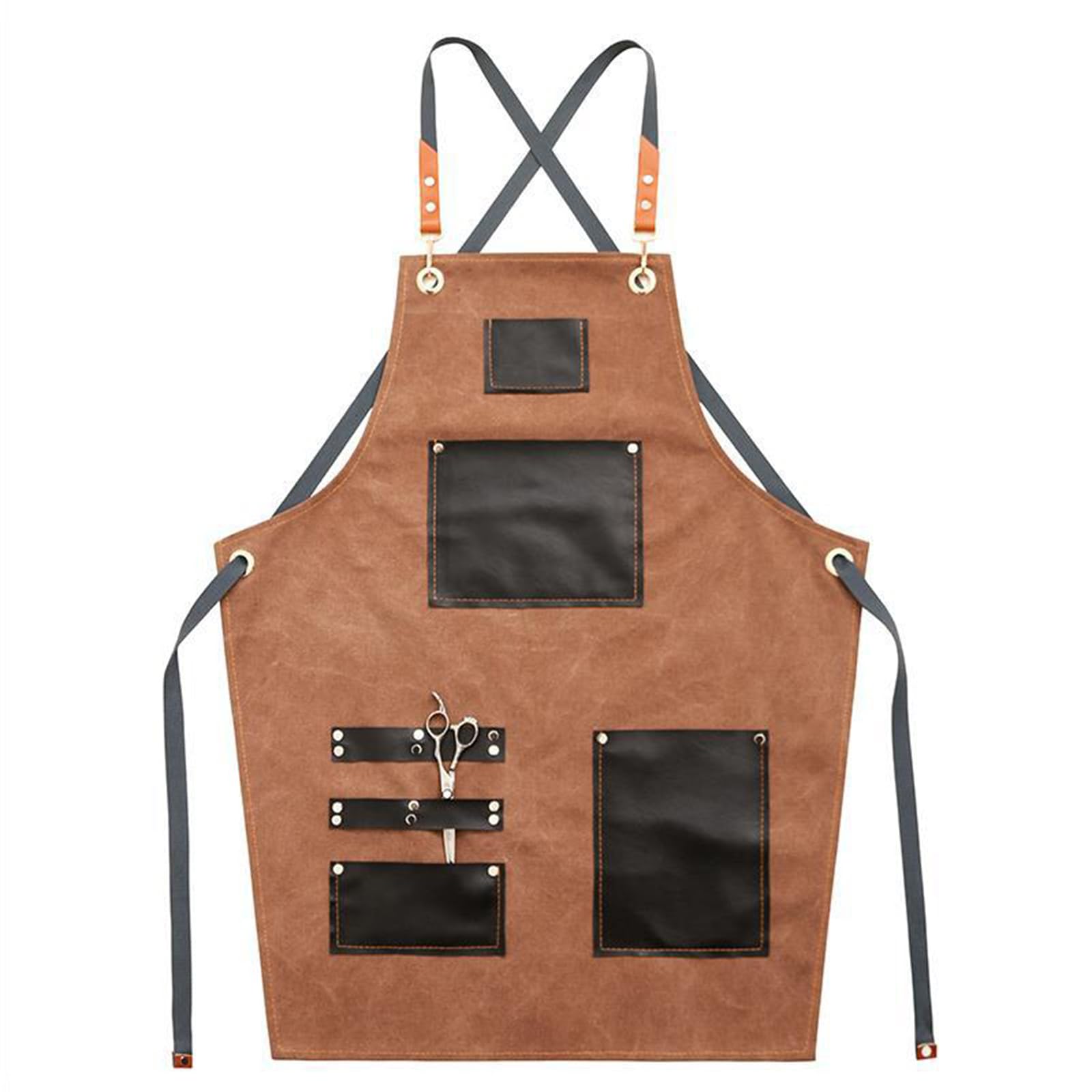Grembiuli da cuoco for uomo e donna con tasche, grembiule lavoro for cucina, ristorante, barbecue, pittura, artigianato, marrone