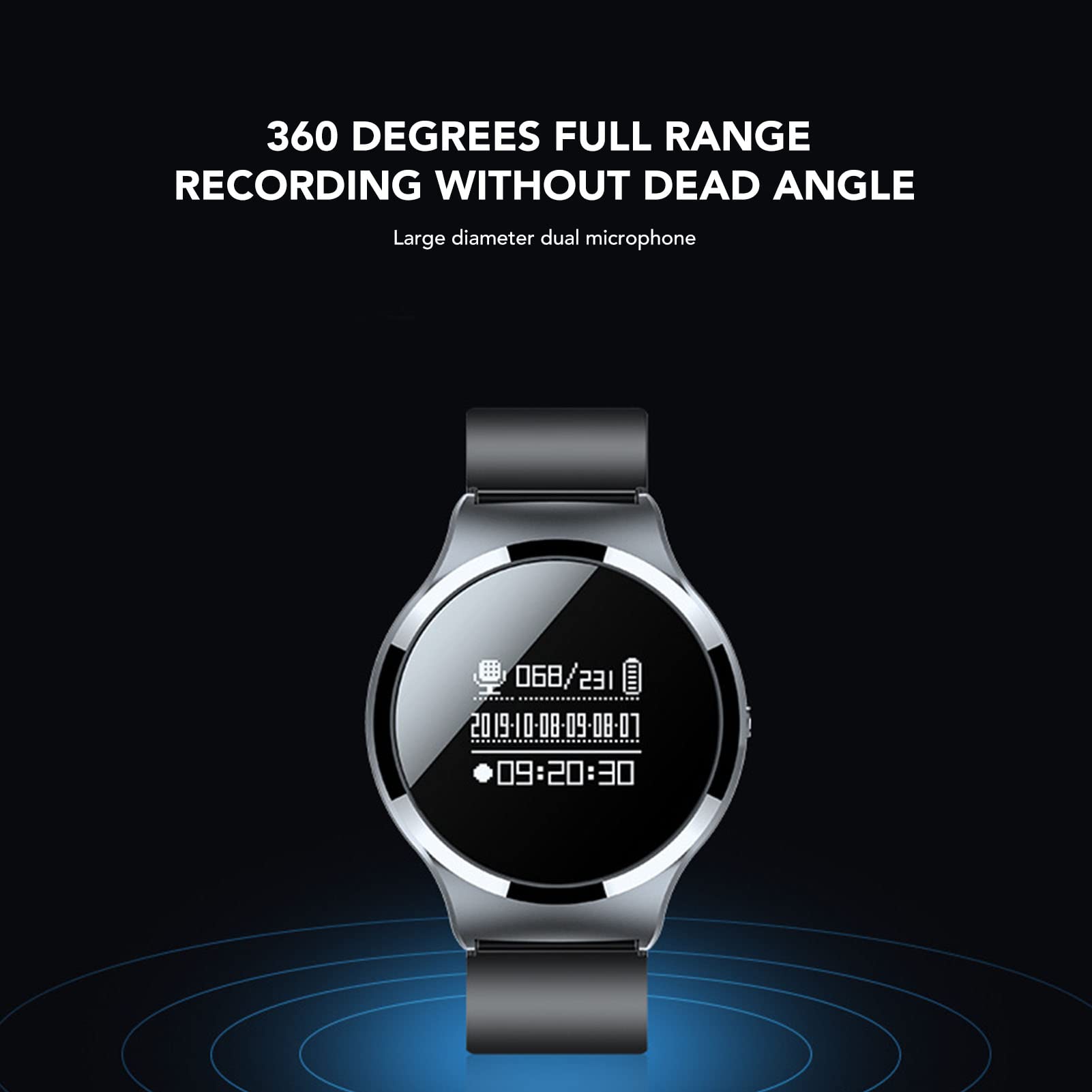 S8 Voice Recorder Watch, Sprachaktivierter Recorder, Smart Recording Watch, HD-Rauschunterdrückung, mit MP3-Funktion, für die Aufzeichnung von Vorlesungslernmeetings (8GB)