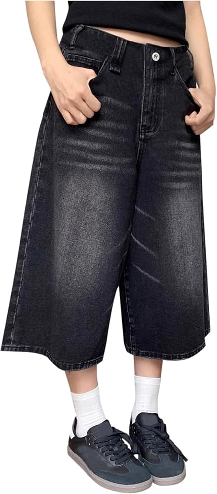 Pantalon Court IKKS Taille 38 En Coton Noir – Coupe Ample Baggy Occasion Très Bon État