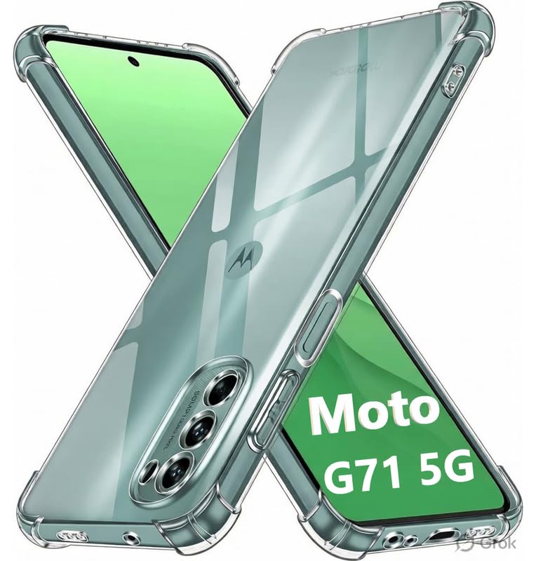 Image of Lustree Back Cover Transparent Case Compatible with Motorola G71 5G | Clear + TPU Case with 4 Corner Air Cushion Protection & Camera Protection | Slim& Stylus Cover