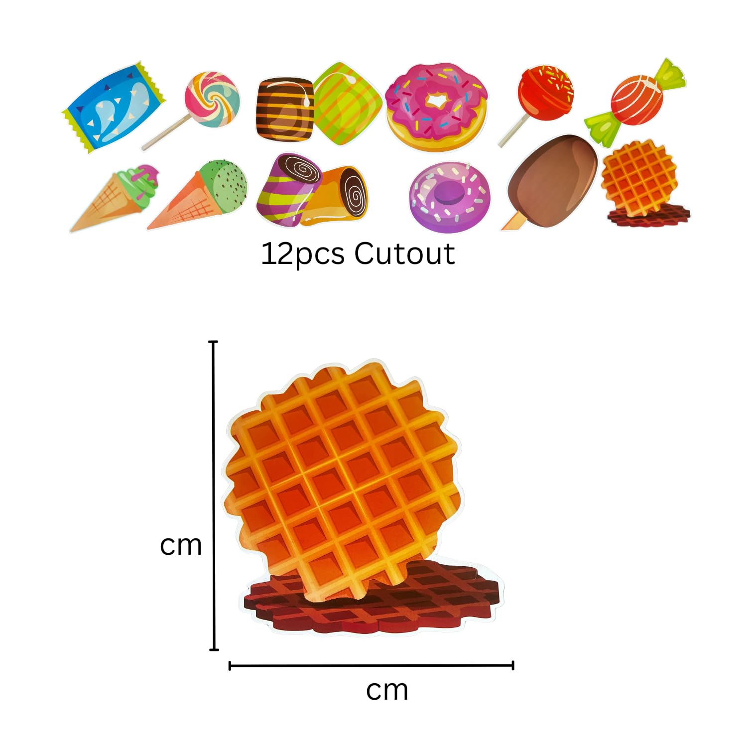 FI - FLICK IN 15Pcs Happy Birthday Candyland Theme Party Decoration Set Cutouts Props Banner(Cardstock) Ice Cream Donut Theme Birthday Decoration Items(Pack of 15) 1