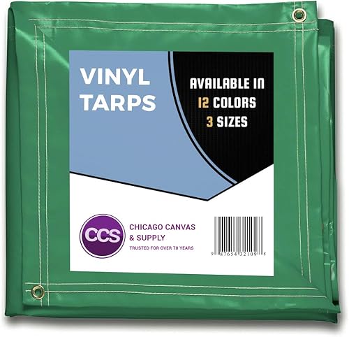 Miniatura 5 de CCS CHICAGO Canvas & SUPPLY - Lona de vinilo impermeable resistente - Cubierta de lona multiusos extra duradera con ojales inoxidables para uso