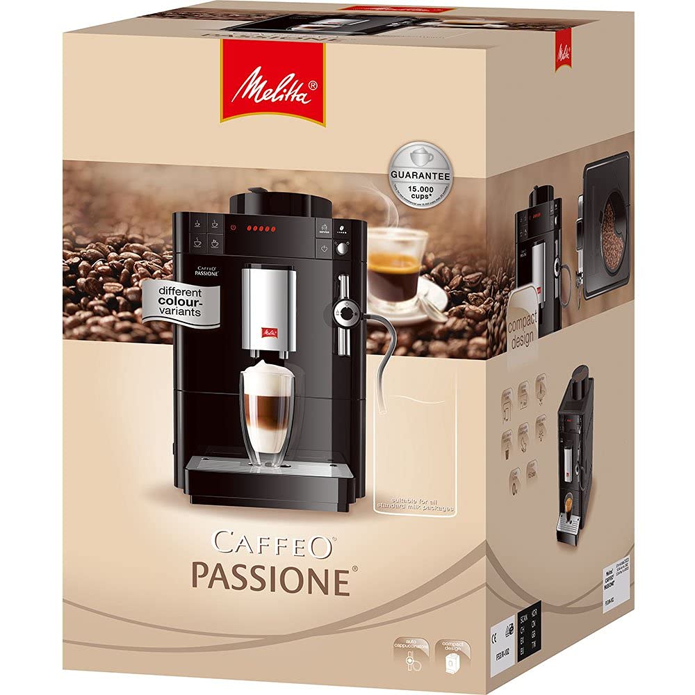 Melitta Passione F530-101, Kaffeemaschine mit Mühle, Kaffeebohnen, Milchsystem, automatische Reinigung, personalisierbar, 15 bar, Silber (generalüberholt)