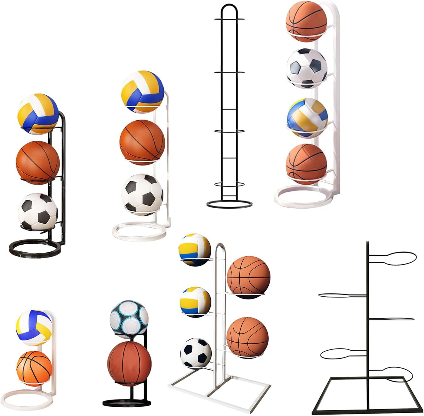 Metal Basketball Ball Storage Rack Multilayer Sport Equipment Stand Rolling Ball Vertical Display Organizers Indoor Storage