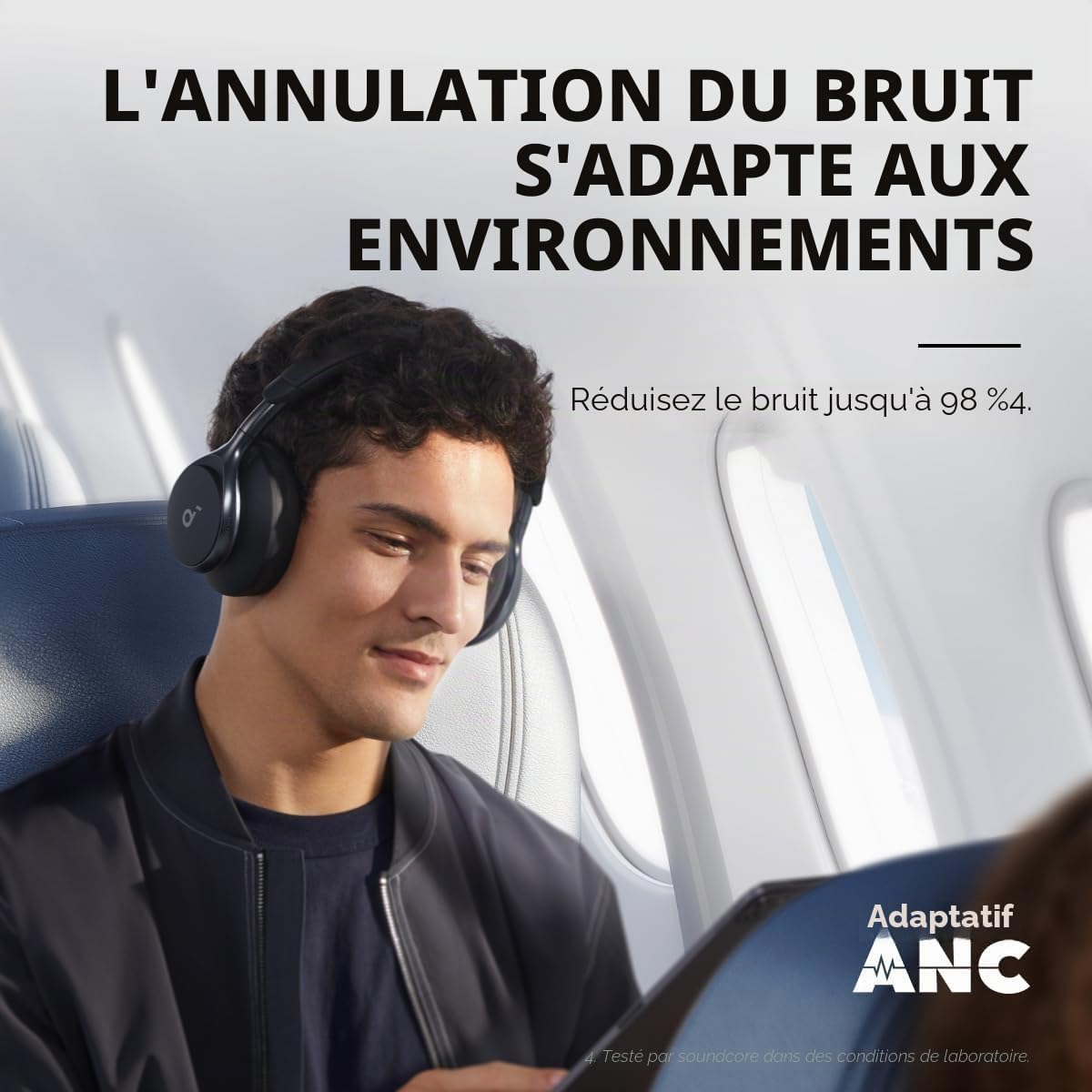 soundcore by Anker, Space One Casque sans Fil avec réduction Active du Bruit adaptative, réduction du Bruit 2 Fois Plus Forte, Batterie ANC 40 h, contrôle par Application(Reconditionné)