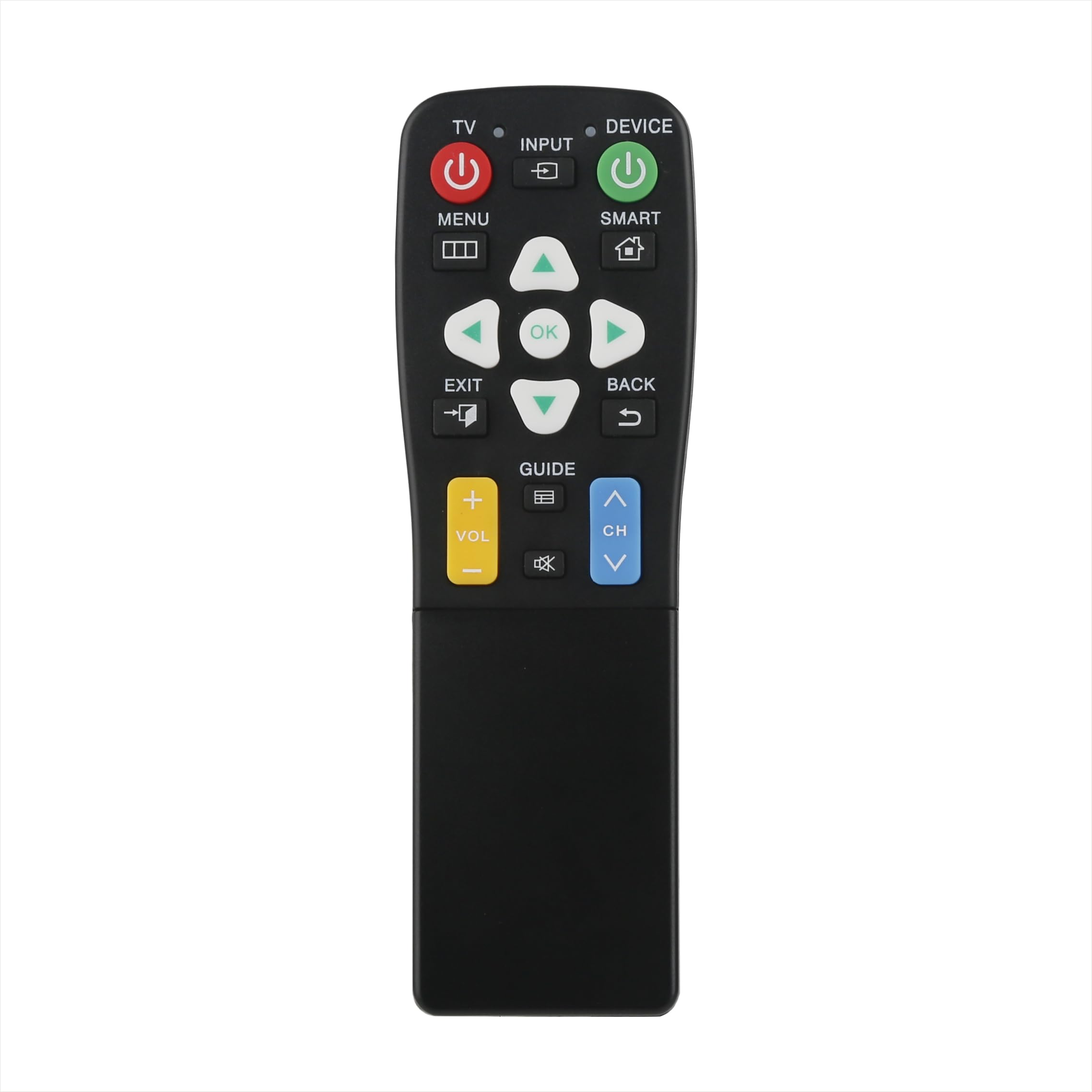 Senior-Universal Remote Control with Big Buttons - 2-Device Switching, 4-in-1, Easy Operation, and Learning Functionality.TV DVD/VCR/DVB Streaming Box/Soundbar