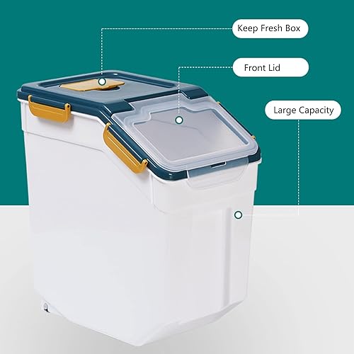 Miniatura 5 de PENCK Contenedor grande de almacenamiento de harina de 25 libras, paquete de 2 dispensadores de arroz herméticos, organizador de cereales de