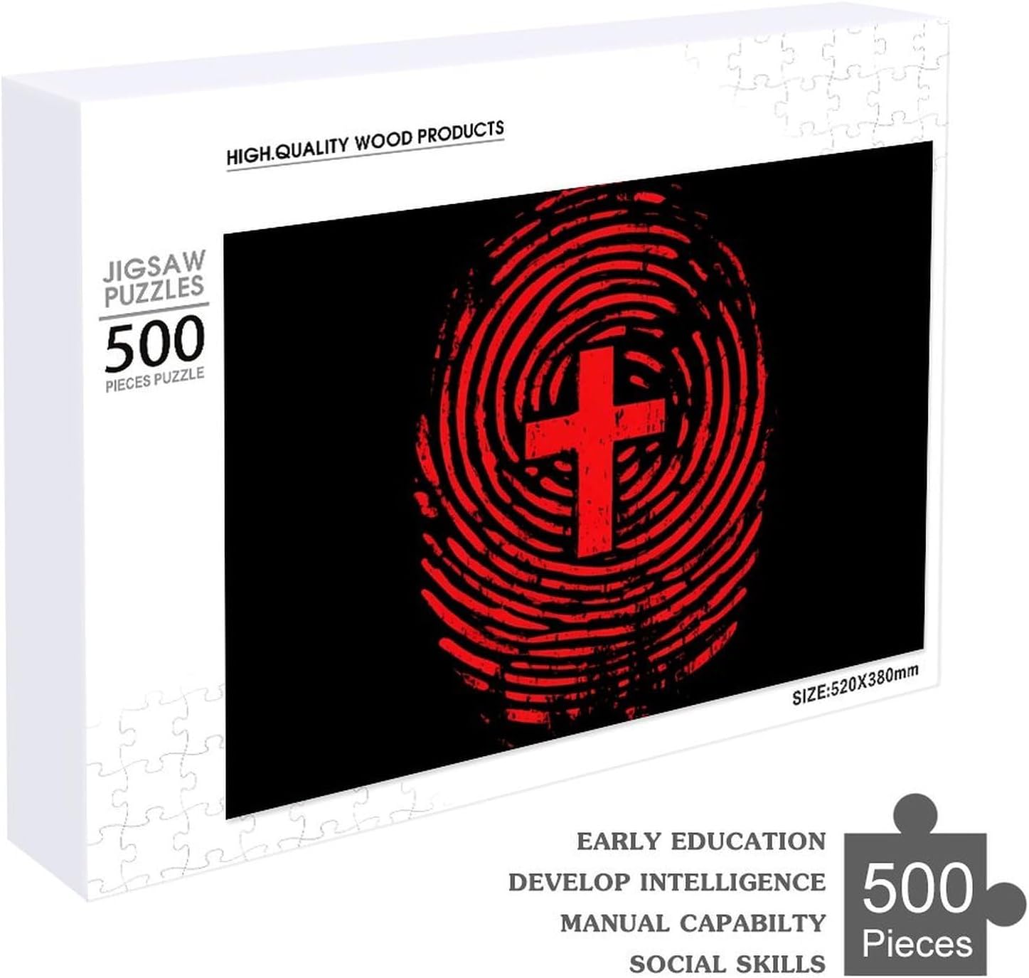 Crosss Fingerprint Wood Puzzle Challenging Jigsaw Puzzles for Women Men