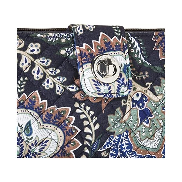 Vera Bradley Women's Cotton Turnlock with RFID Protection Wallet, Java Navy Camo - Recycled Cotton, One Size - Image 4