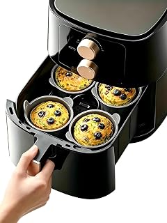 3pcs Reusable Air Fryer Baking Ramekins Premium Non-Stick Food-Grade Silicone Mold Cups BPA Free, Air Fryer Accessories Air Fryer Egg Molds for Eggs, Cupcakes, Muffins, Puddings, Tarts, Custards