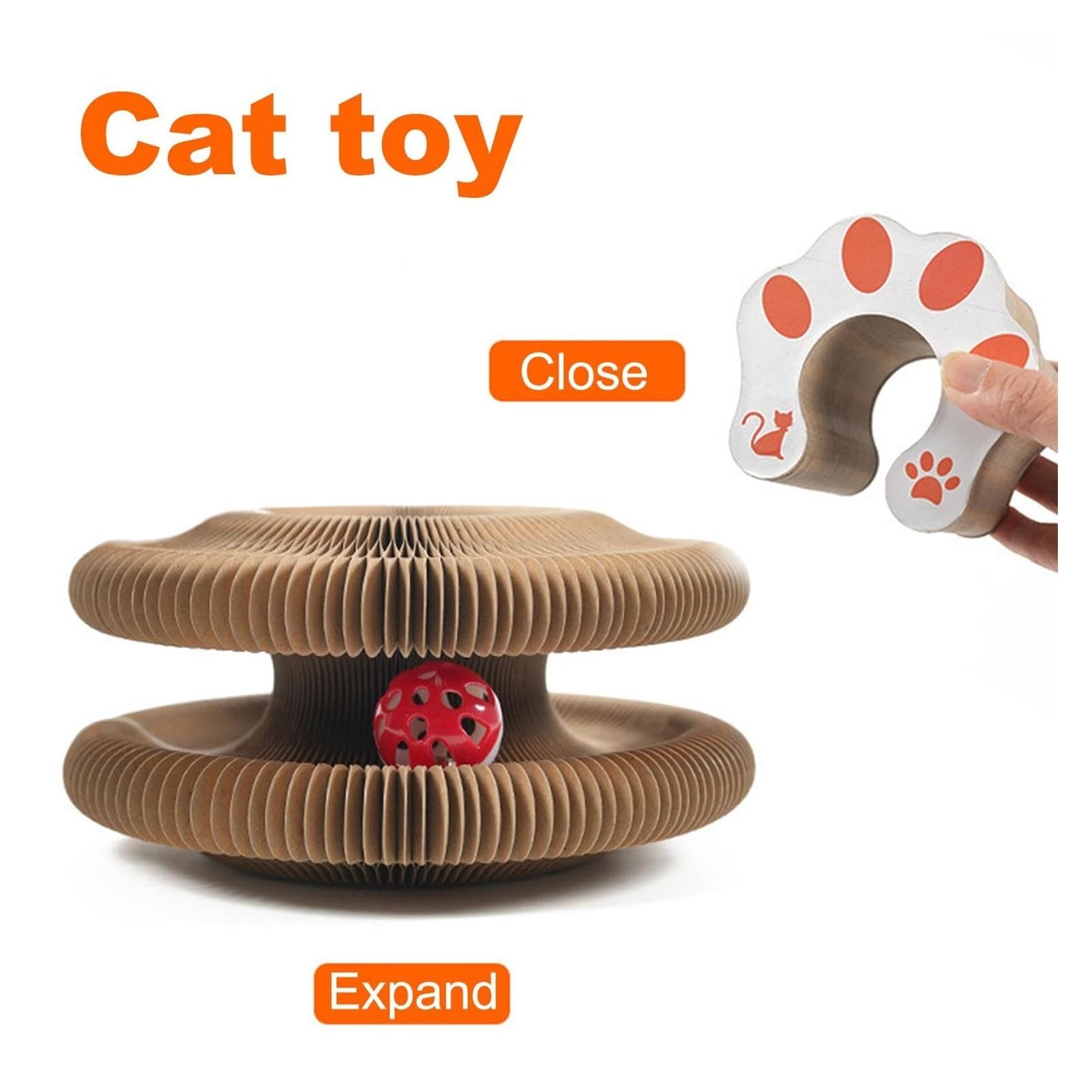 Griffoir pliable en carton pour chat – 2 en 1 – piste à balles et salon pour chatons (13 x 10 x 6 cm plié) (gris)