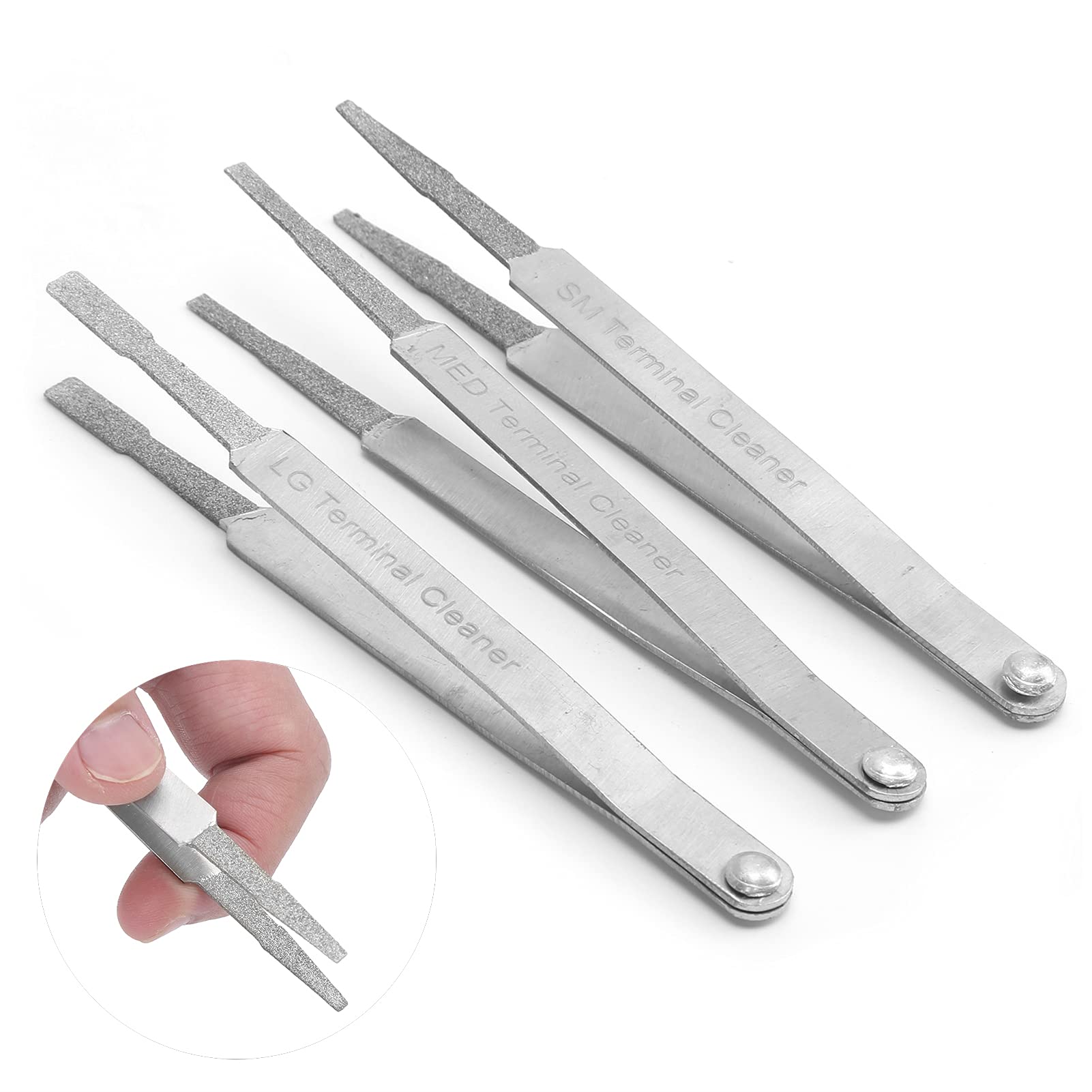 AKLOSIPY 3PCS Terminal Tool Set, Stainless Steel Spade Terminal Cleaner, Silver