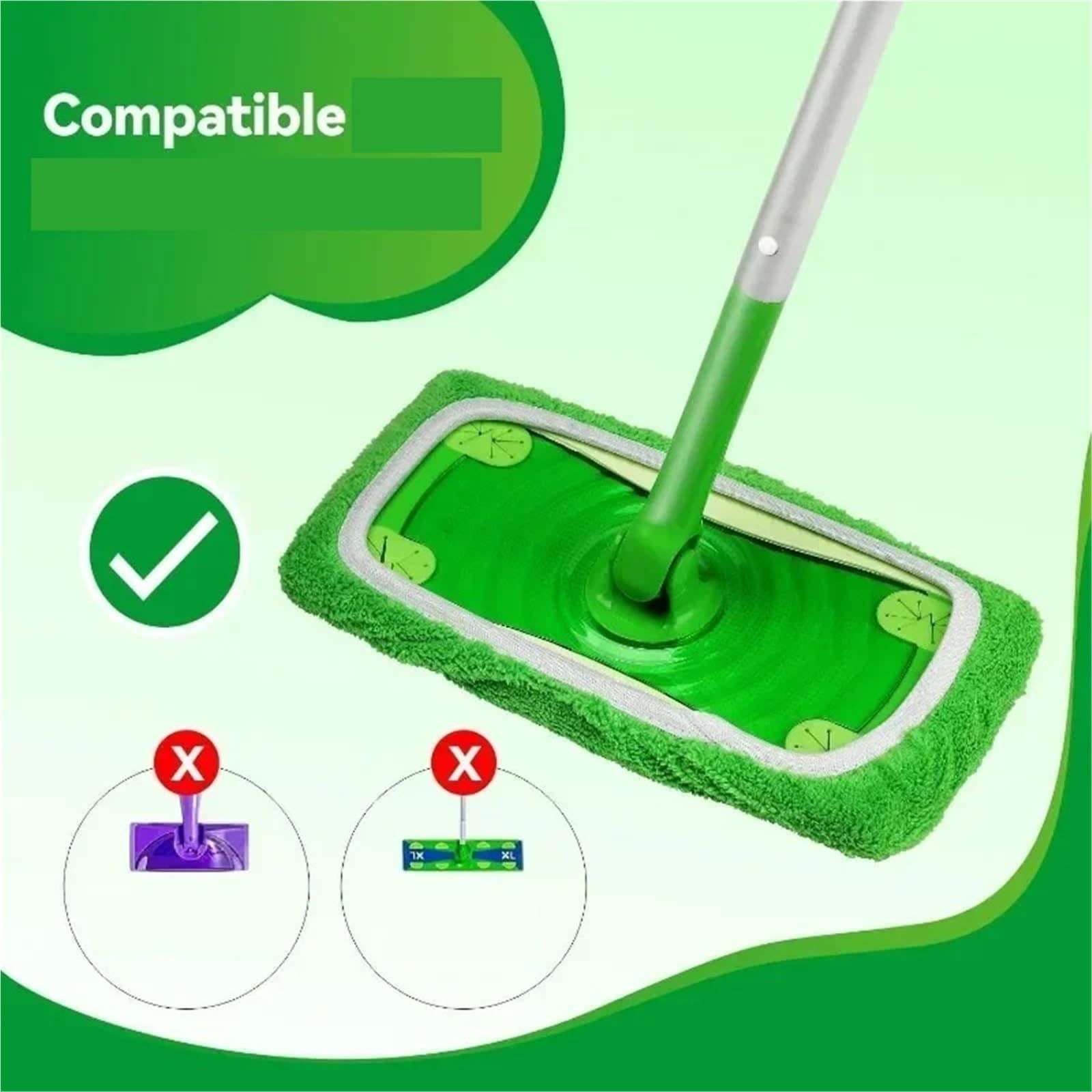 Tapete para Trapeador Almohadillas De Microfibra Reutilizables For Trapeador Húmedo Y Seco, Paños Limpieza Ecológicos For Barredoras Pisos(12pcs)