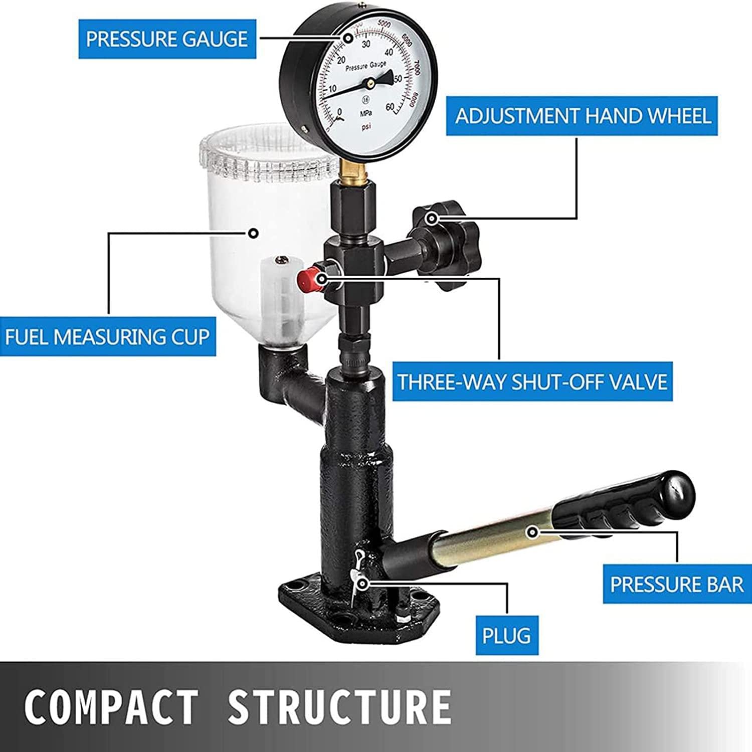TAHALI Probador de inyectores diésel Probador de inyectores Common Rail CR-C Probador de boquillas diésel multifunción Profesional + Probador de inyectores de Combustible S60H