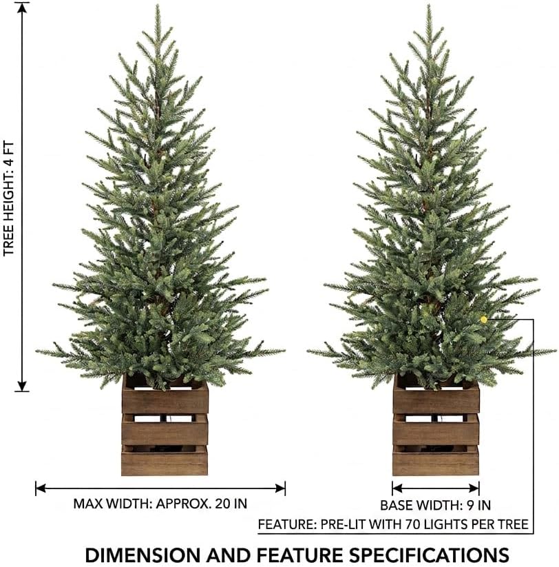 COLLECTIVE HOME 2 Pack Pre-Lit 4 FT Christmas Trees, 70 Lights, 8 Functions image 2