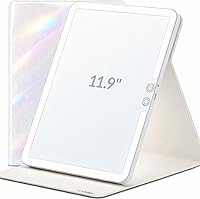 Vista 7 de Espejo de maquillaje de viaje con luces, espejo de tocador iluminado, 9 pulgadas, naranja cósmico