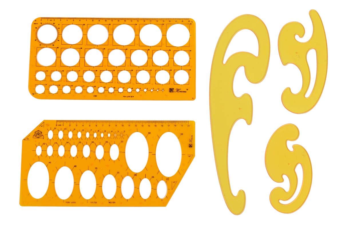 Amazon | 製図 用 テンプレート 定規 3種セット（ 円 ／ 楕円 ／ 雲形