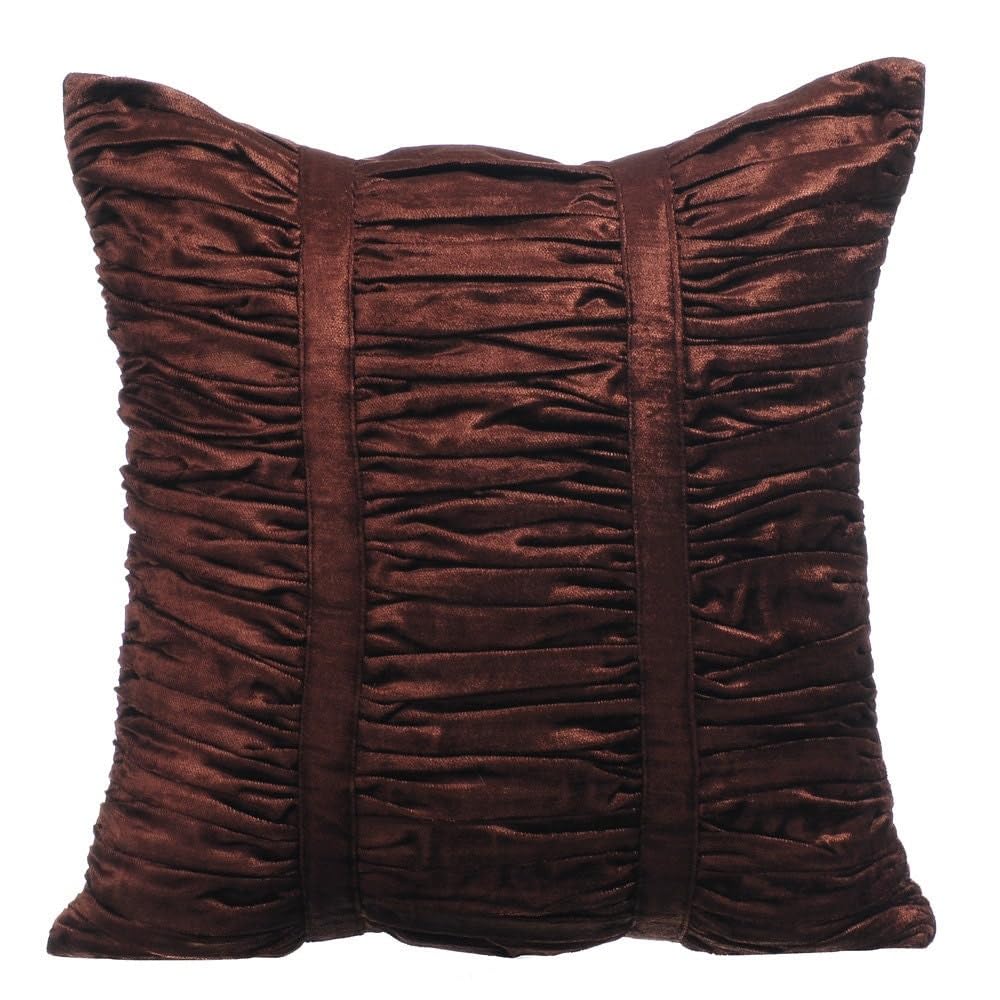 The HomeCentric Paquete de 2, 55x55 cm fundas para almohadones, Chocolate Cafe Almohadas, Con textura alforzas solido fundas para almohadones, Terciopelo fundas para almohadones-Chocolate Brown Beauty