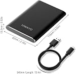HWAYO 1TB Disque dur externe portable, USB3.1 Gen 1 Type C Ultra Essuyé 2,5'' HDD Stockage compatible pour PC, Bureau, Ordinateur portable, Mac, Xbox One (Noir)
