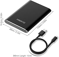 Vista 4 de Disco duro externo portátil de 1 TB, USB 3.1 Gen 1 tipo C ultra delgado de 2.5 pulgadas, almacenamiento HDD compatible con PC, computadora de Negro
