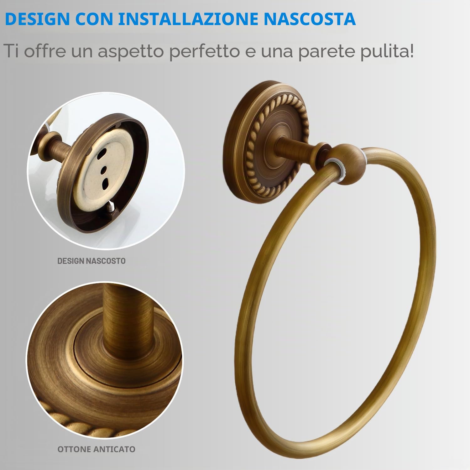 ottone antico 4 pezzi set accessori da bagno - d'annata portasciugamani & porta salviette & porta carta igienica & ganci portasciugamani