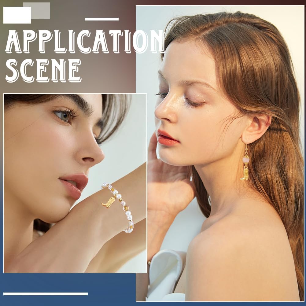 SUNNYCLUE 1 Box 50Pcs Gold Cowboy Boot Charm Western Charms Bulk Small Alloy Metal Vintage West Cowboys Horse Cowgirl Pendants for Jewelry Making DIY Necklaces Bracelets Earrings Supplies Women Adult - Image 4