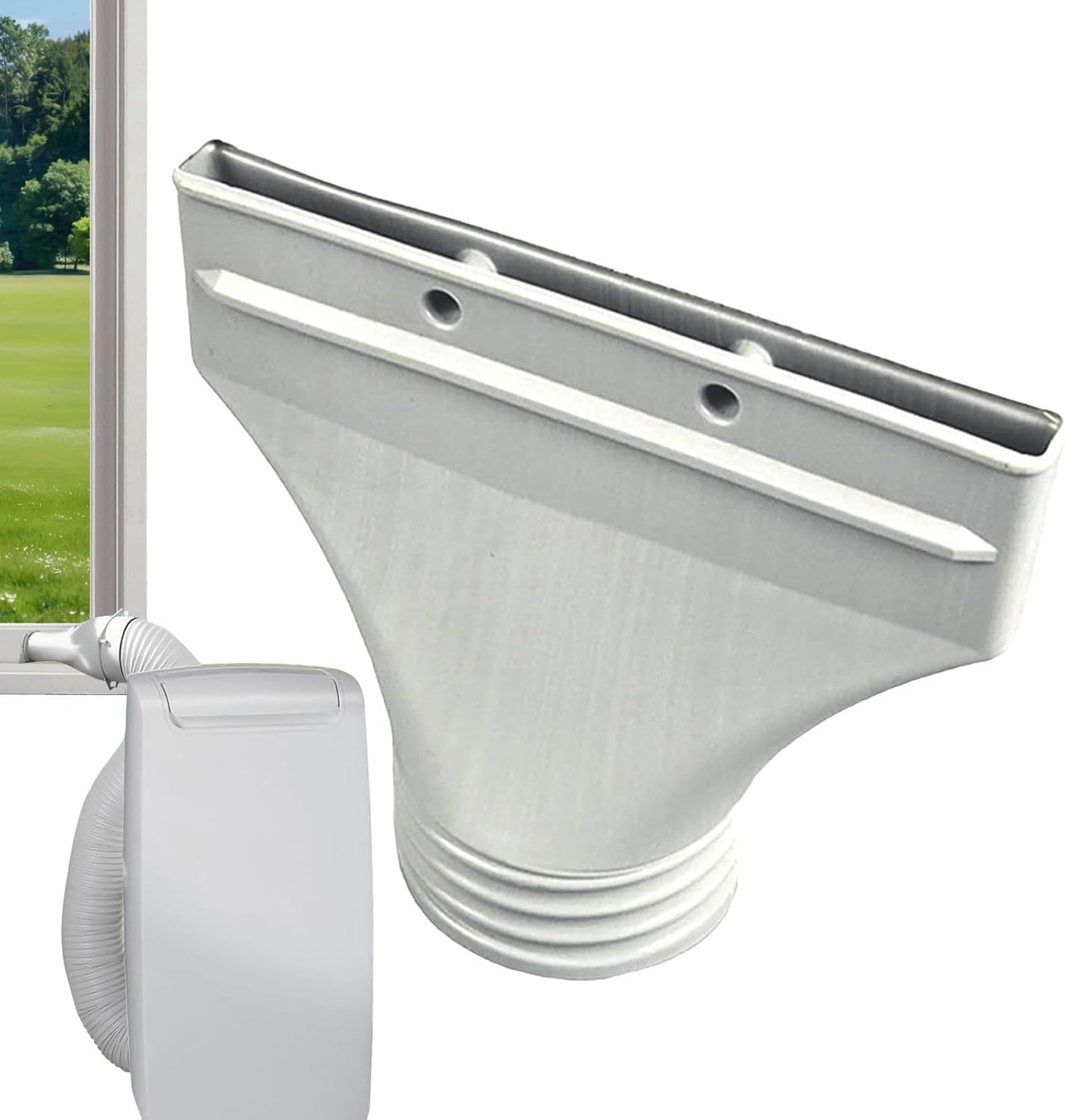 Exhaust Hose Window Adapter For Portable Air Conditioner - Ac Exhaust Hose Flat Mouth Tube Connecter For Window - Diameter 10 cm - For Air Conditioning And Exhausts Gases - Quick And Easy Installation