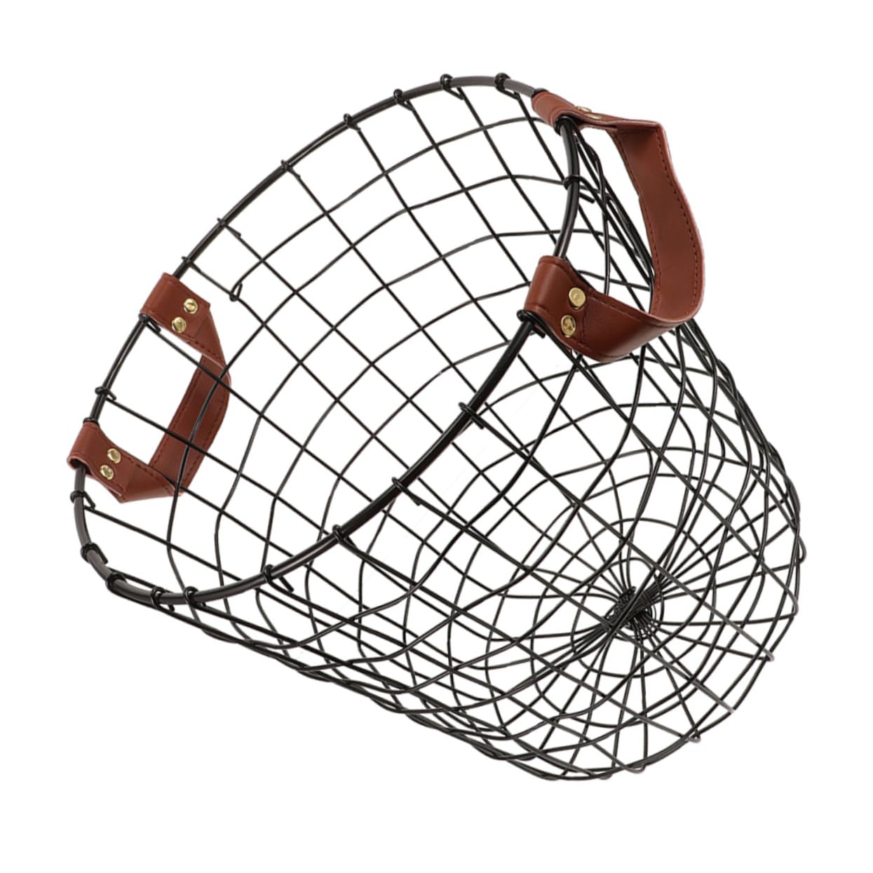 Cesta Metálica Grande Redonda De Hierro Resistente Con Ventilación Para Leña Uso Interior y Exterior Almacenamiento Multifuncional Rústico