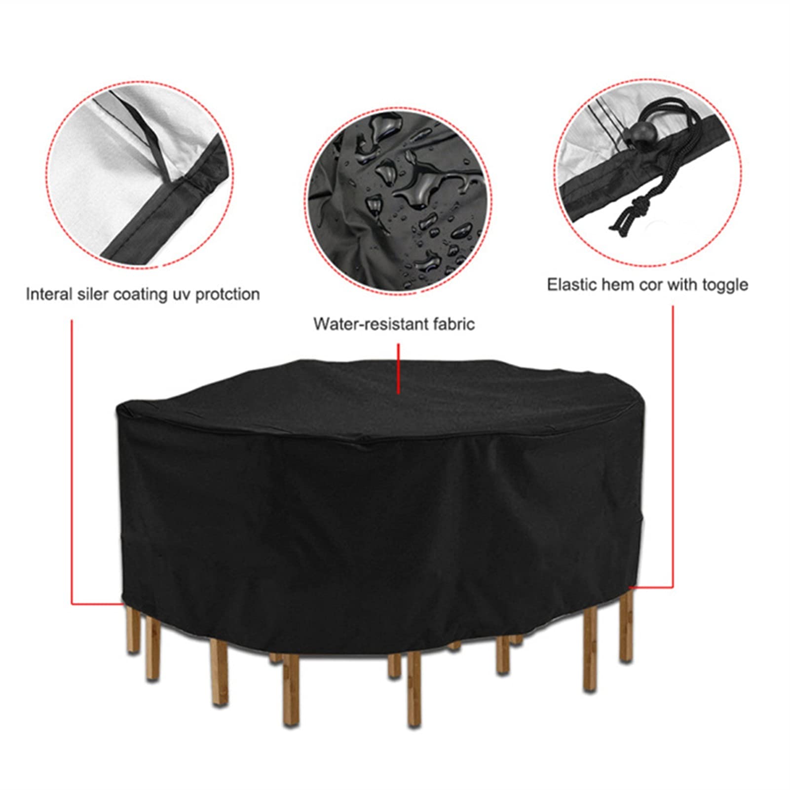 Muebles de jardín al Aire Libre Cubierta de Mesa Redonda Silla de Silla de Mesa Impermeable Oxford Mimbre Sofá Protección Patio Snow Snow Polvo a Prueba de Polvo Cubiertas Funda Muebles Jardin