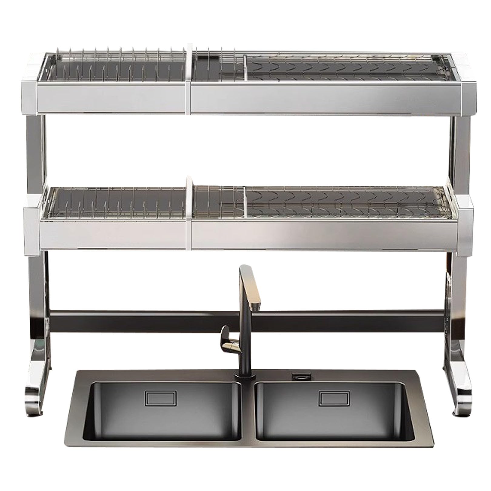 Over The Sink Dish Drying Rack 3 Tier Rack Adjustable 25 2 to 38 2 inch Dish Drainer