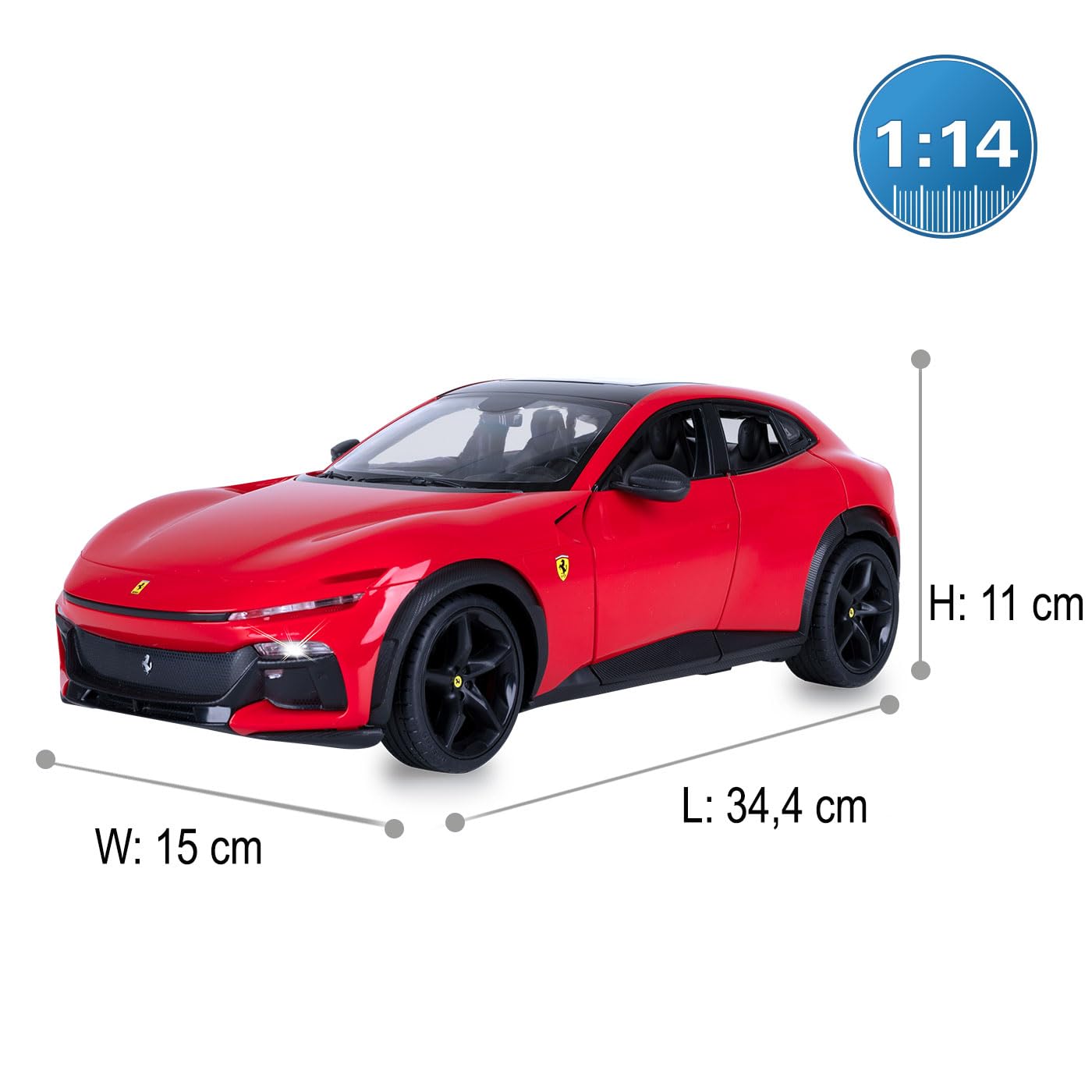 JAMARA 402256 Ferrari Purosangue 1:14 2,4 GHz drzwi ręczne, zdalne sterowanie samochodem, samochód dla dzieci, zabawka z pilotem zdalnego sterowania, model samochodu, prezent dla dzieci, światło LED