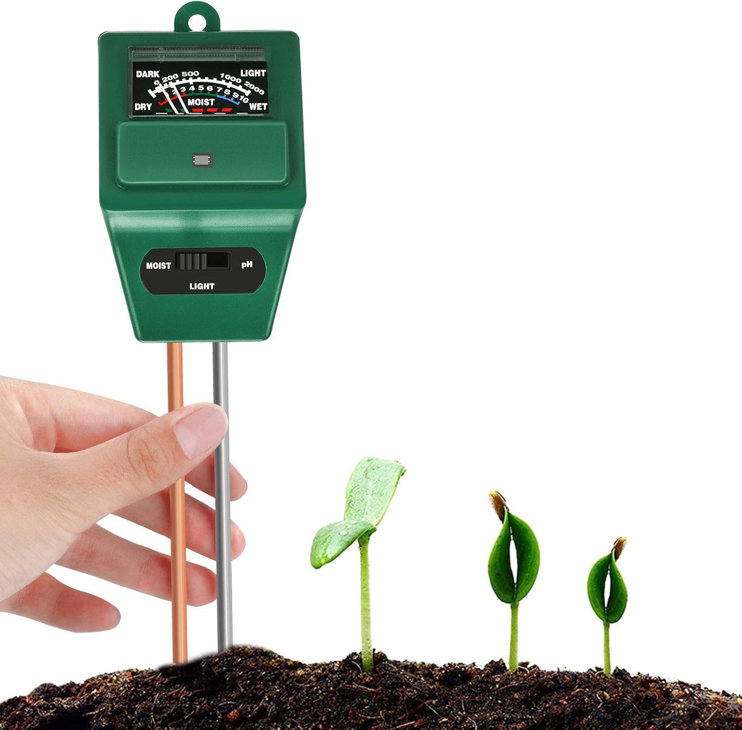 3 in 1 Solar pH Soil Testing Meter, Solar Moisture Meter Sensor, Soil pH Meter for Agriculture, Soil Analyzer Detector for Fertility, Temperature, Sunlight Acidity Tester for Garden Farm Plant